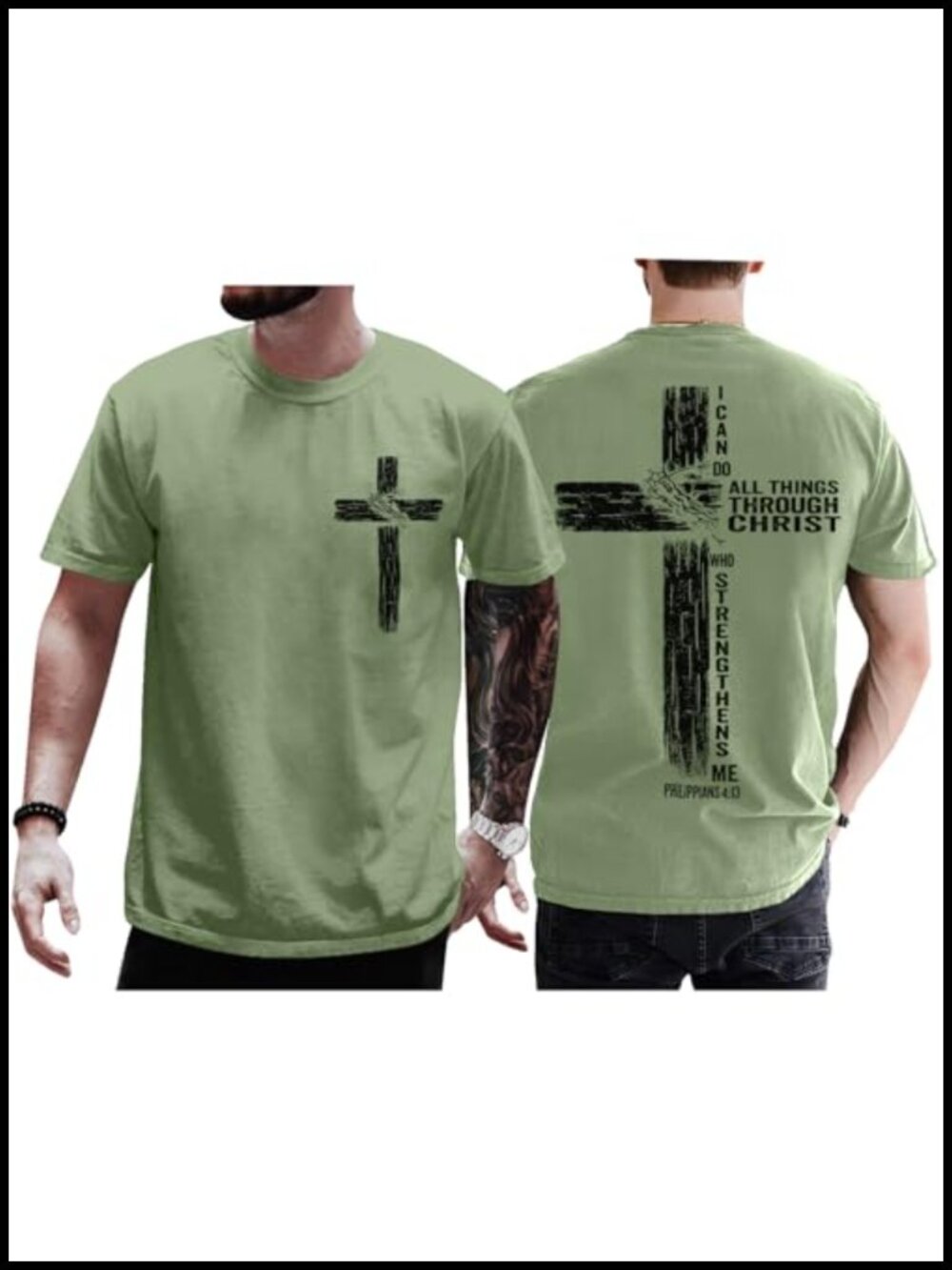 Christian Philippians 4:13 Cross T-Shirt Cotton Crew Neck Unisex Faith Tee